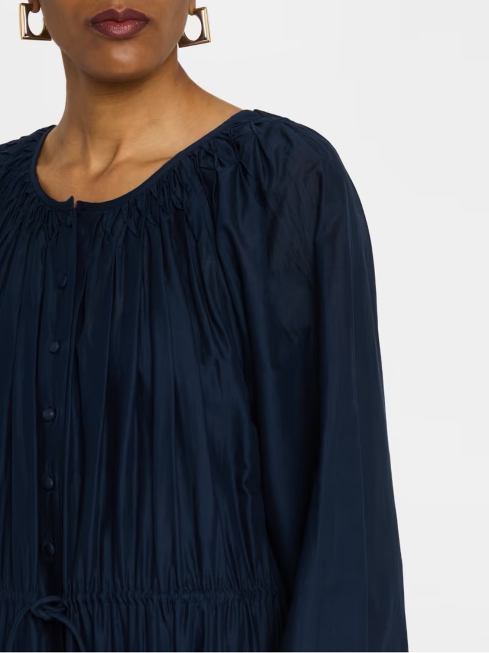 Merlette Navy Button-Front Tiered Maxi Dress - Picture 2 of 12